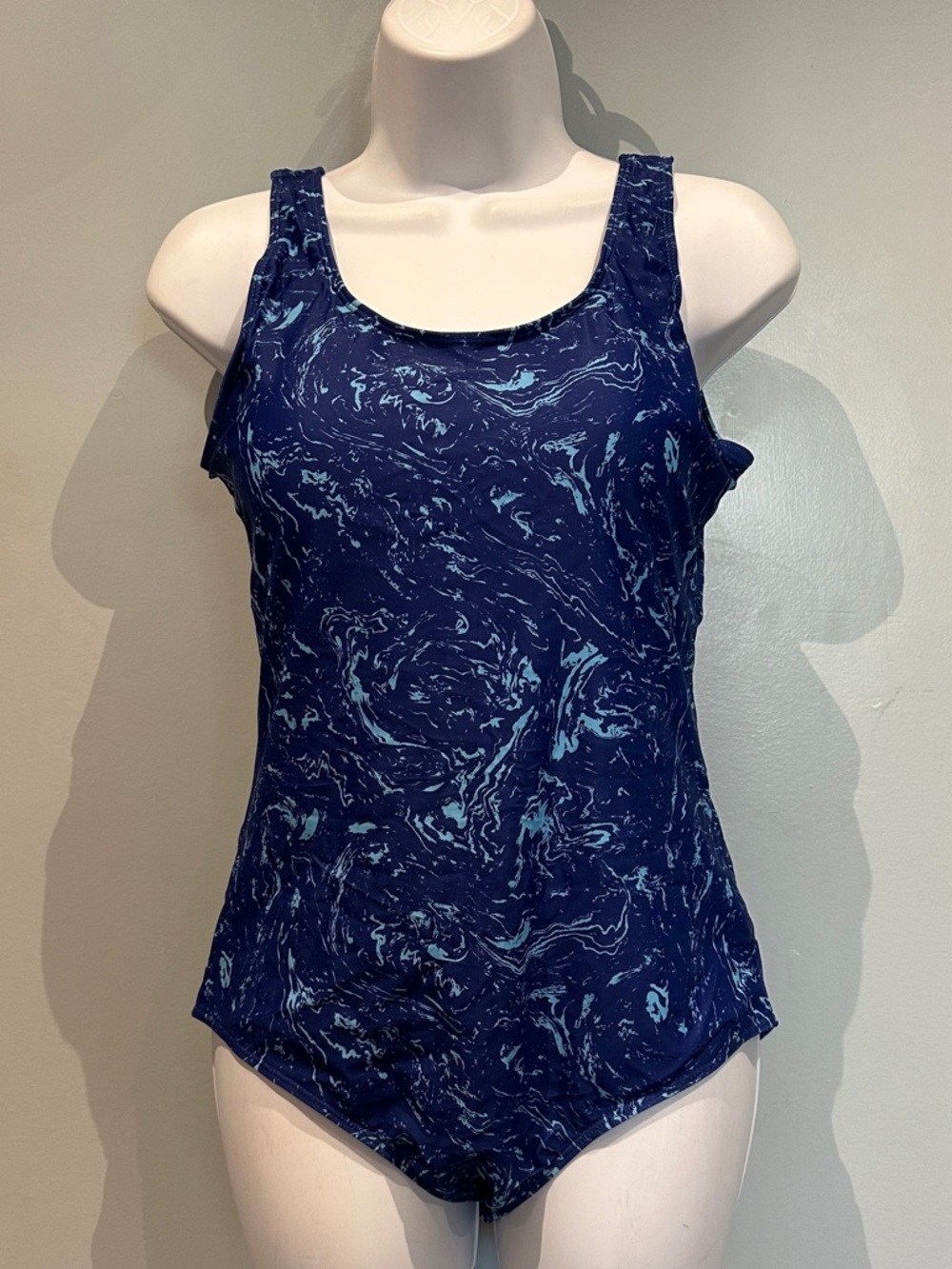 Blue Marble One-Piece Swimsuit Crisscross Back Large NWOT - Picture 4 of 13